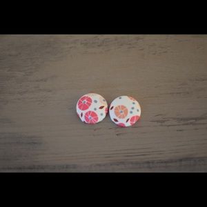 Cute Flowers Handmade Button Earrings